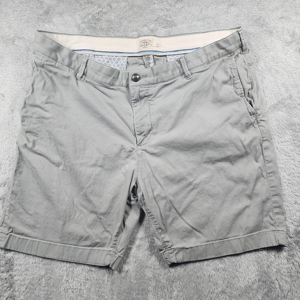 Faherty Shorts Mens 40 Gray 9" Inseam Cotton Canvas Chino Casual Summer